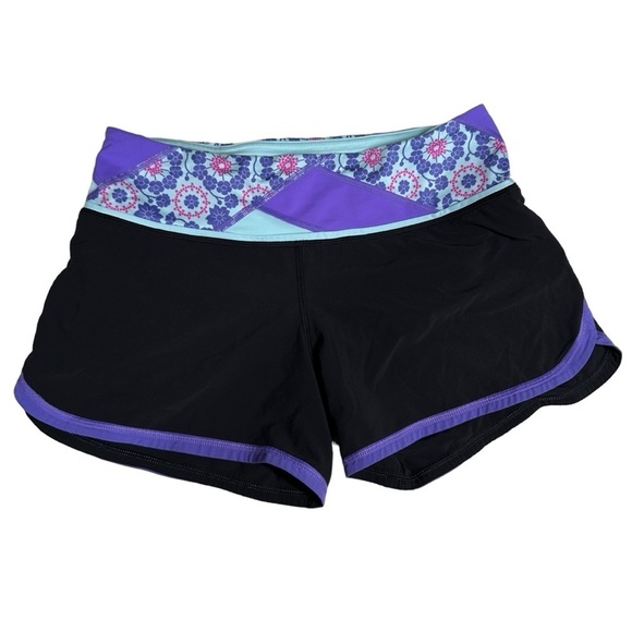 Lululemon Groovy Luxtreme Running Shorts Black And Purple Size 4 - Picture 3 of 11